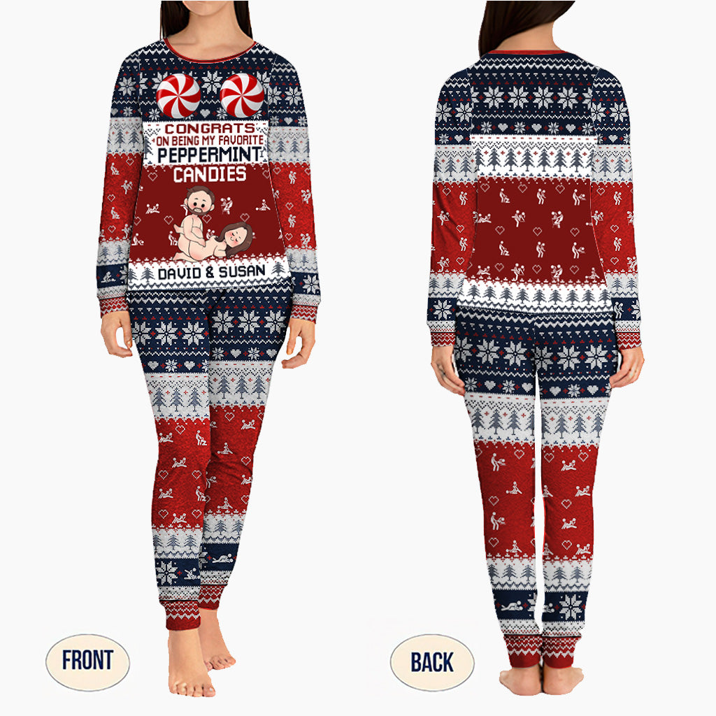 Herzlichen Glückwunsch, dass du mein Lieblings-Pfefferminzbonbon bist! - Personalisiertes Partner-Pyjama-Set