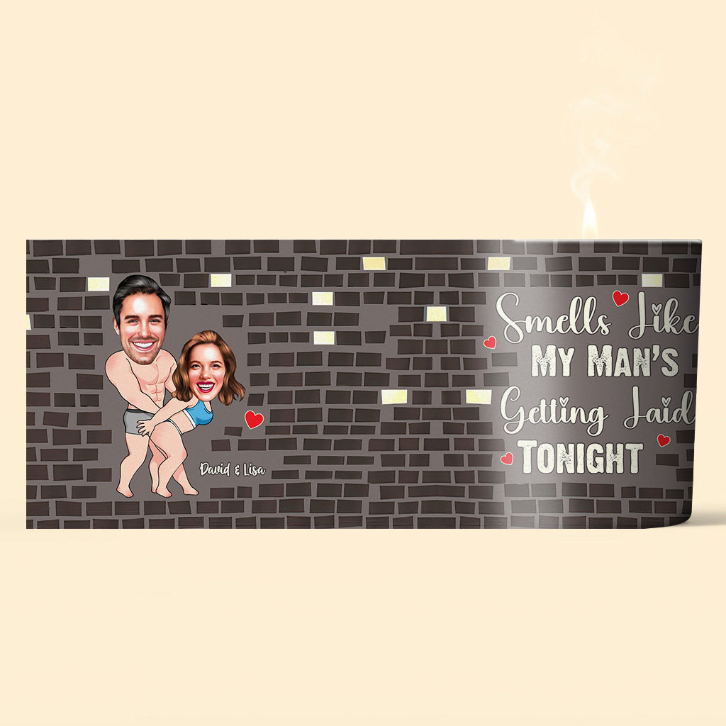 Riecht wie mein Mann – Personalisierte Duftkerze für Paare mit Holzdeckel