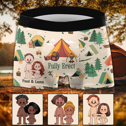 Vollständig erigiert – personalisierte Camping-Boxershorts für Herren