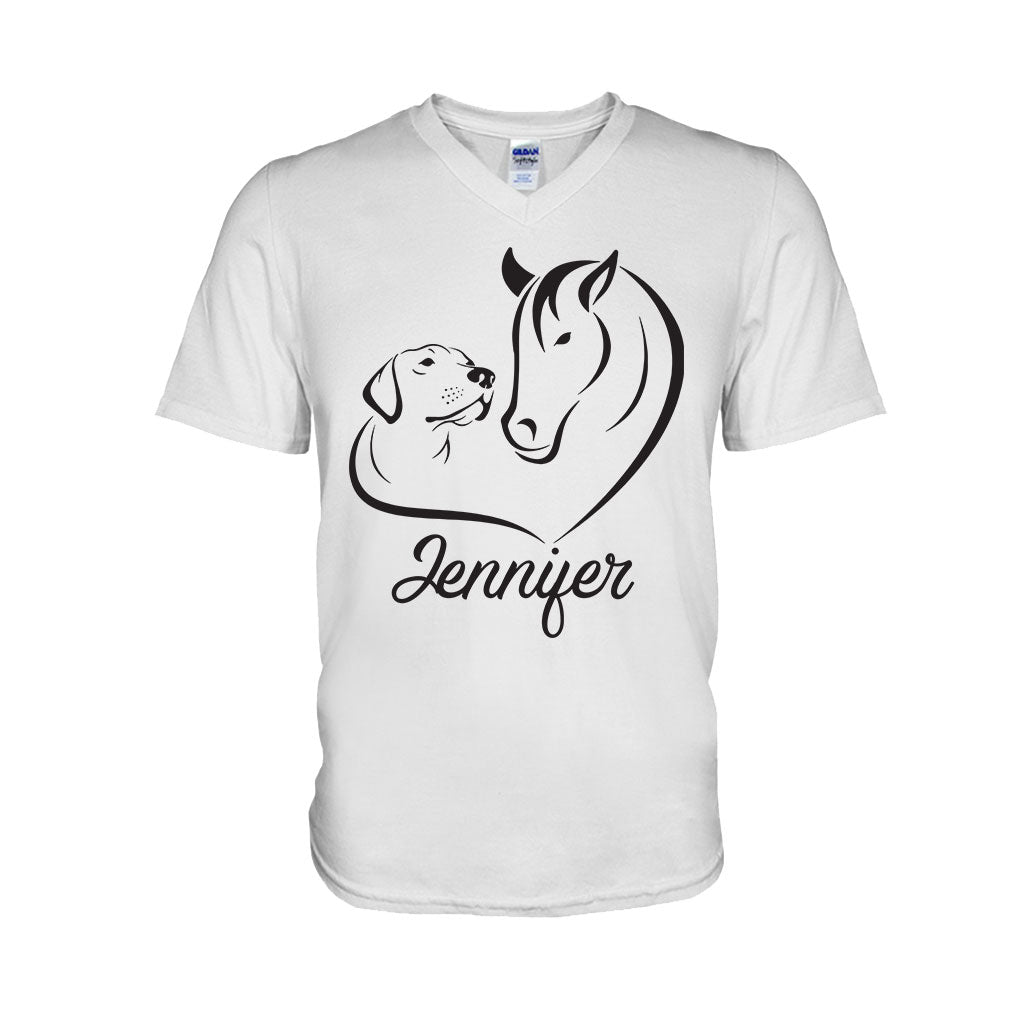 Pferd und Hund – Personalisiertes Pferde-T-Shirt und Hoodie