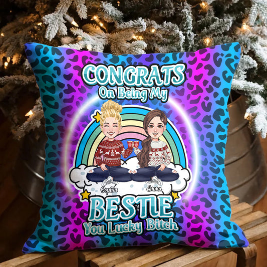 Herzlichen Glückwunsch, dass ihr meine Besties seid! – Geschenk für eine Freundin – personalisiertes Dekokissen
