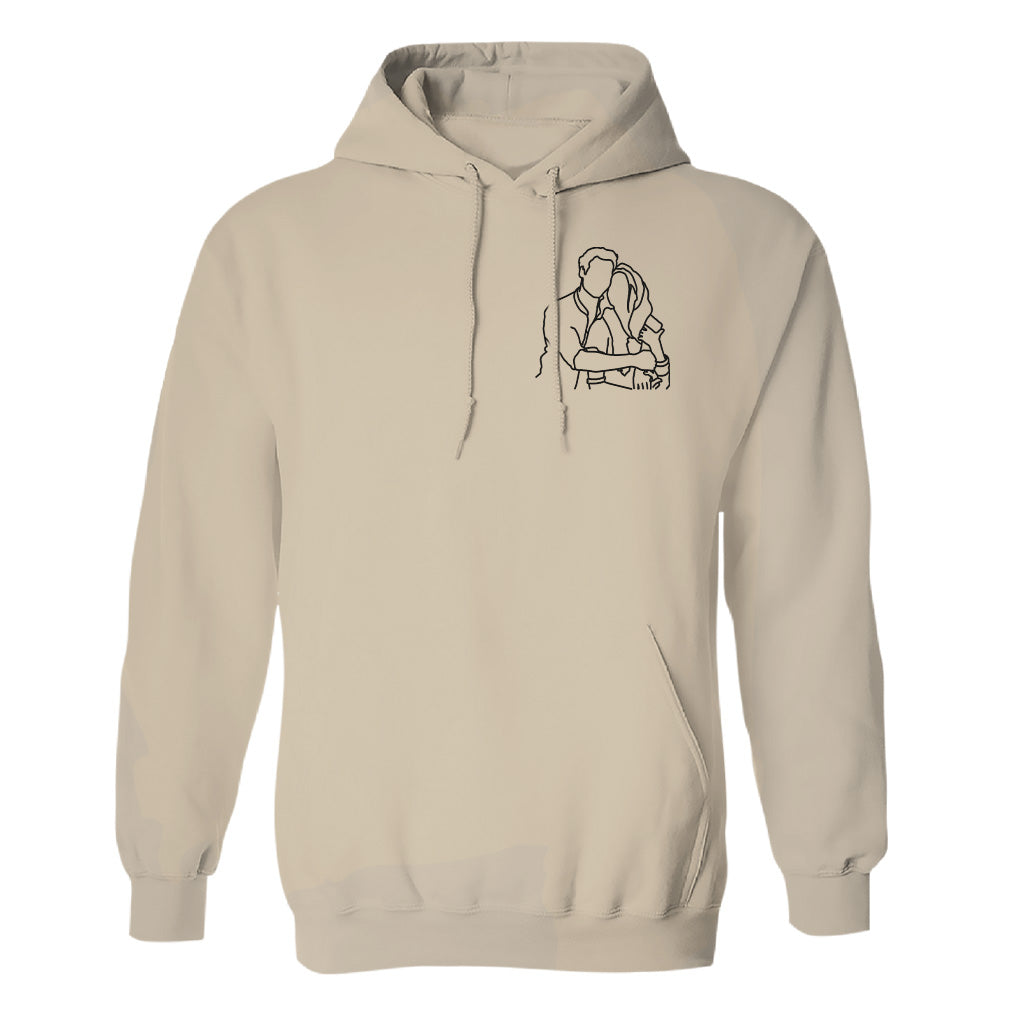 Individuelle Linienzeichnung – Personalisierter, bestickter Hoodie für Paare