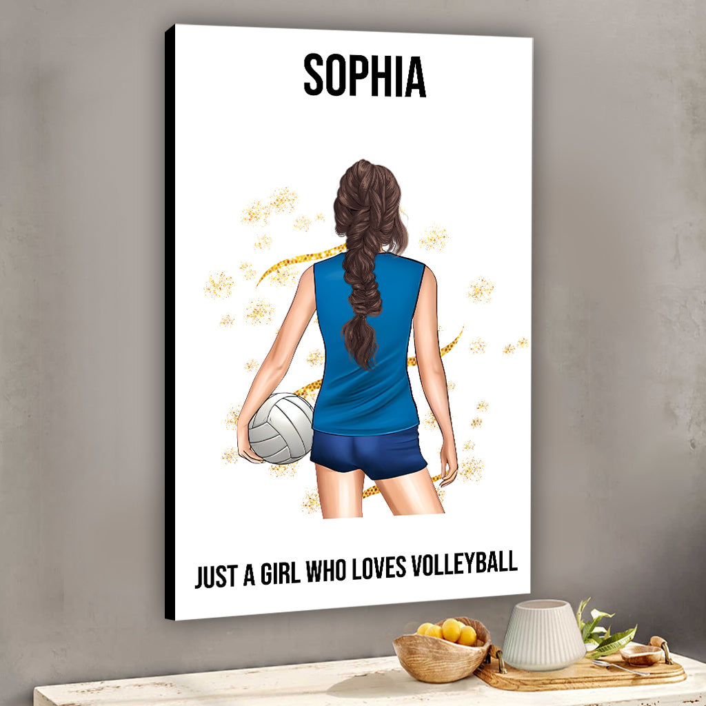 Einfach ein Mädchen, das Volleyball liebt – Personalisierte Volleyball-Leinwand und Poster