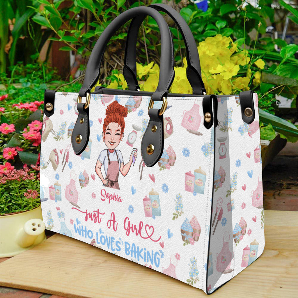 Einfach ein Mädchen, das Backen liebt – personalisierte Backhandtasche aus Leder