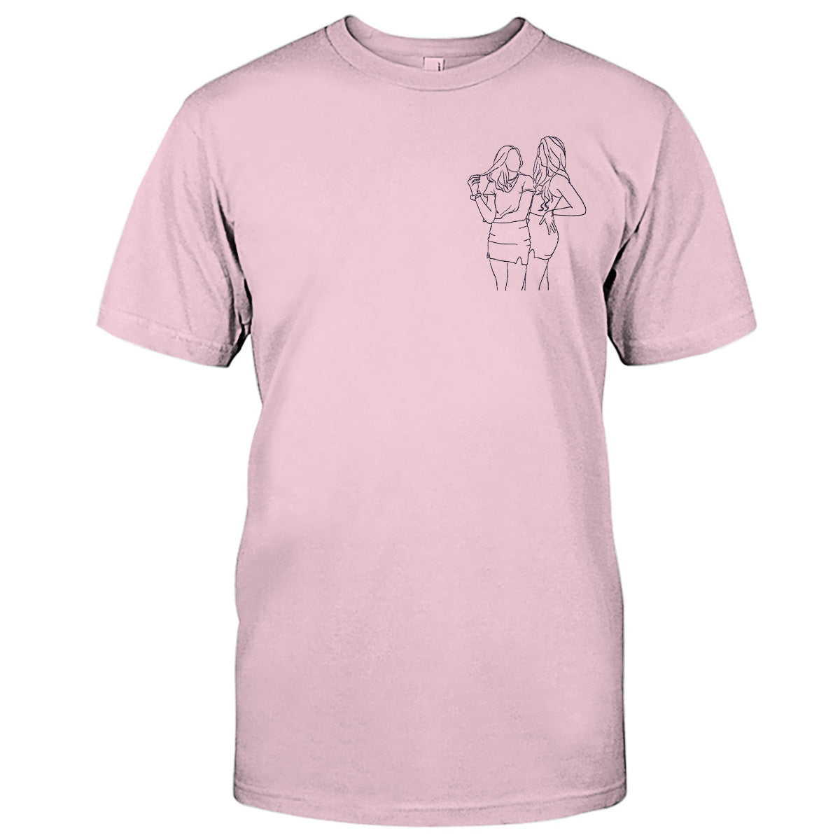 Individuelle Linienzeichnung – Personalisiertes, besticktes T-Shirt für die Tochter