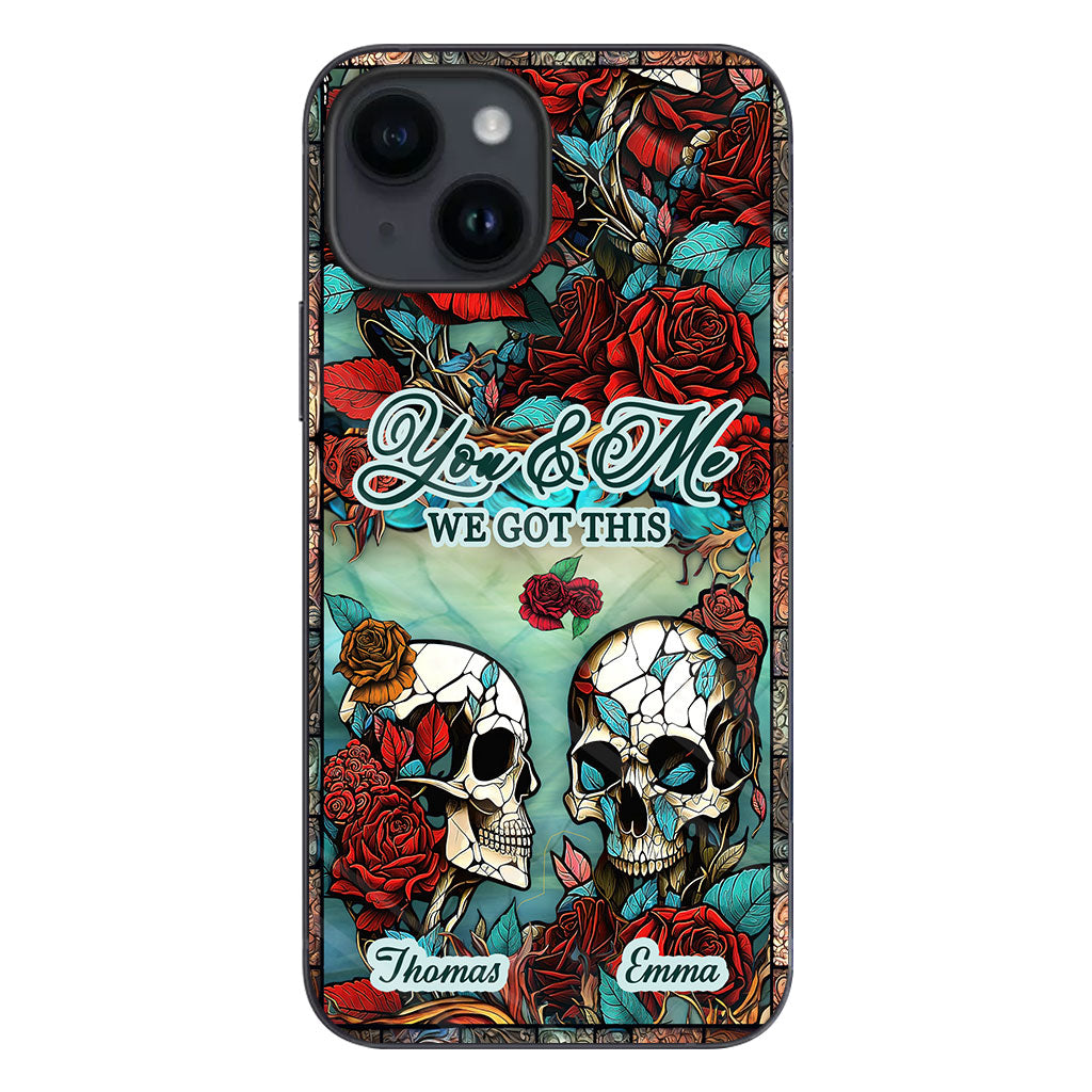Totenkopf-Paar – Totenkopf-Geschenk für Ehemann, Ehefrau, Freund, Freundin – Personalisierte Handyhülle