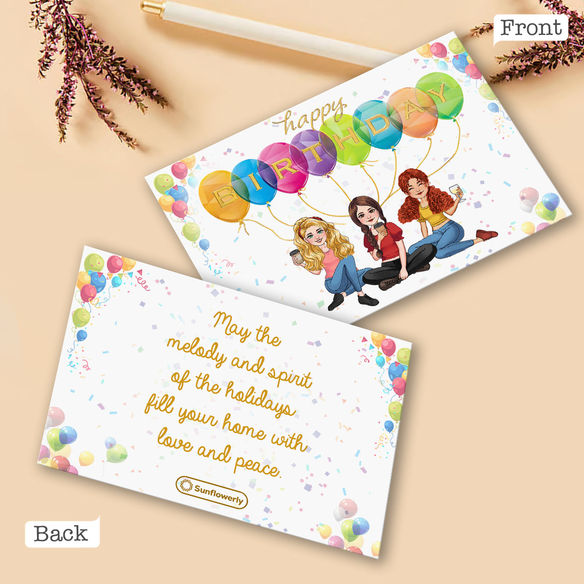 Geburtstagsballon mit personalisiertem Porträt - Personalisierte Grußkarte