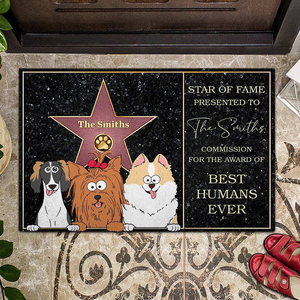 Star Of Fame Best Humans Ever - Personalized Dog Doormat