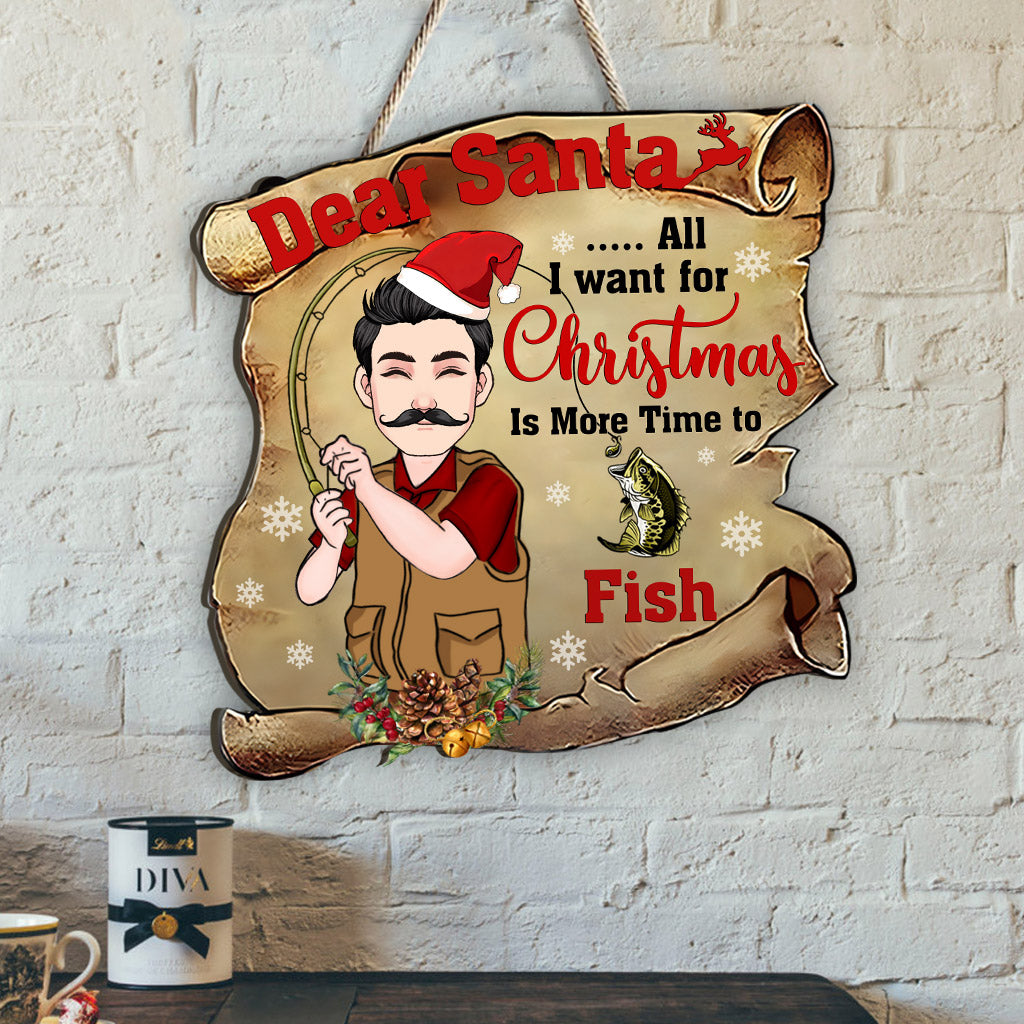 Lieber Weihnachtsmann - Personalisiertes Angel-Holzschild