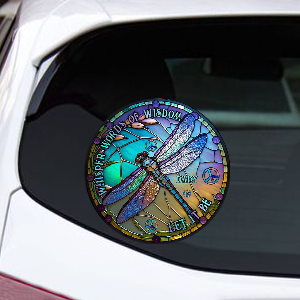 „Whisper Words Of Wisdom Let It Be“ – personalisierter Hippie-Aufkleber (gestanzt)