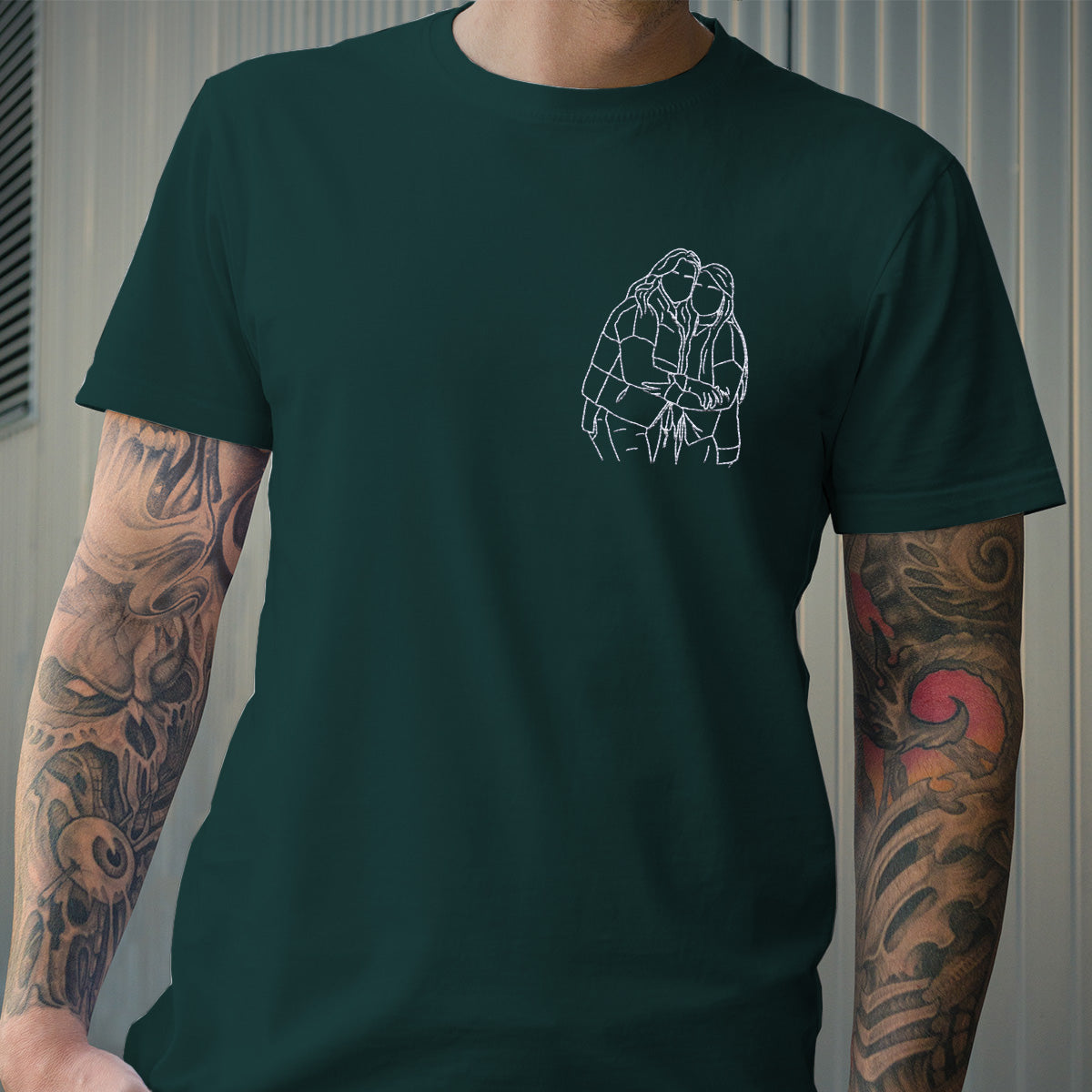 Individuelle Strichzeichnung – Personalisiertes T-Shirt mit Stickerei für deine beste Freundin