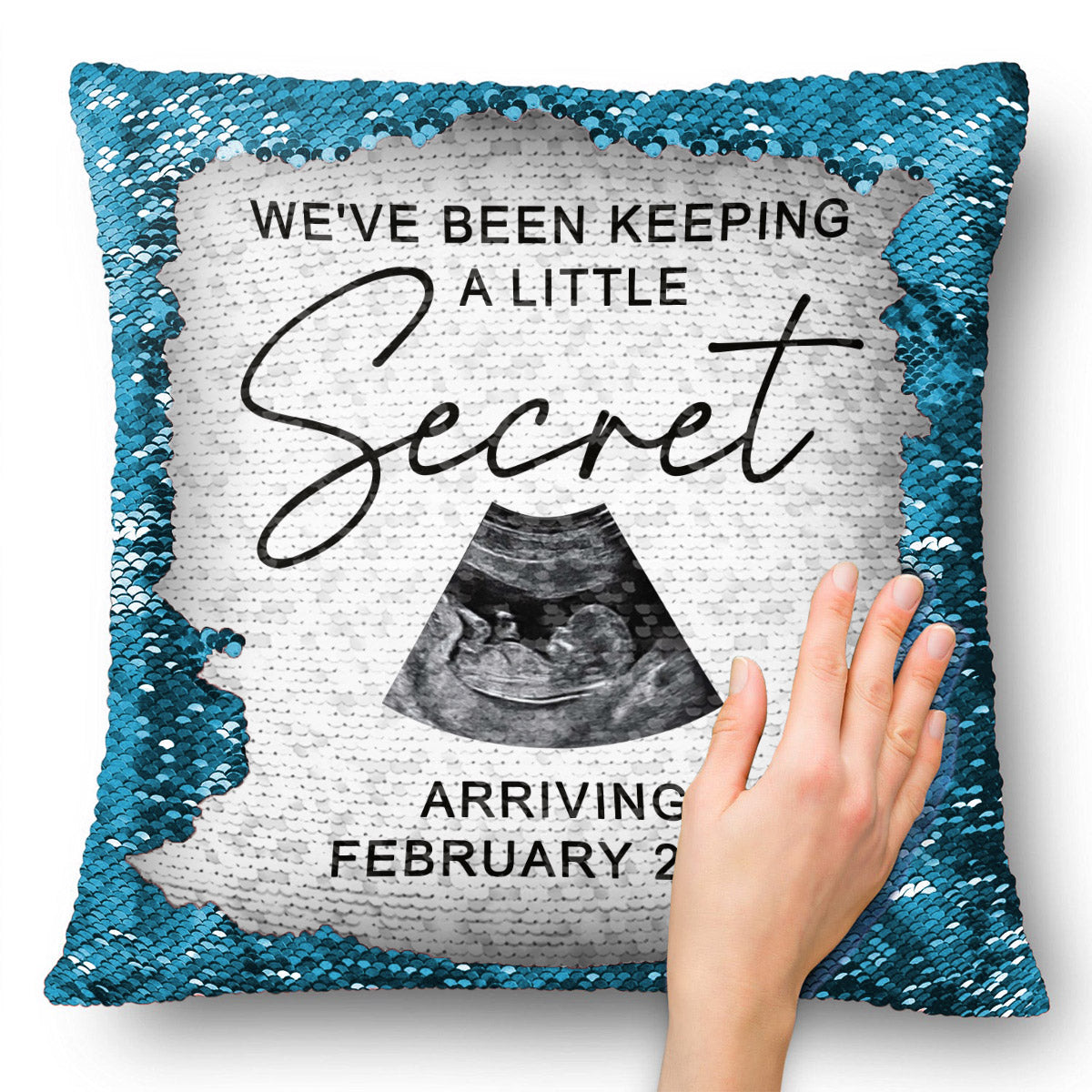 We've Been Keeping A Little Secret - Personalized Pregnancy Sequin Pillow Cover