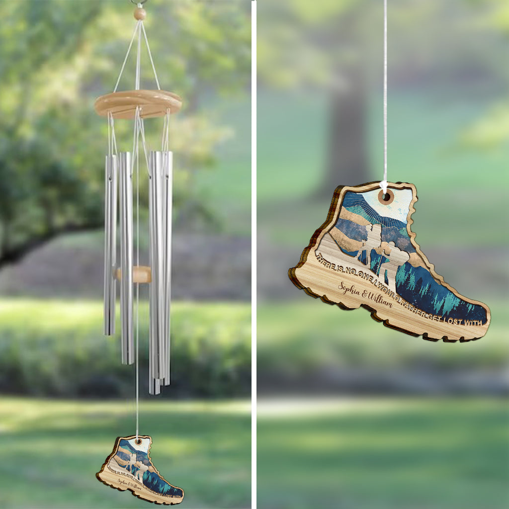 Es gibt niemanden, mit dem ich mich lieber verirren würde – Wandergeschenk für Ehefrau, Ehemann, Freund, Freundin – Personalisiertes Windspiel