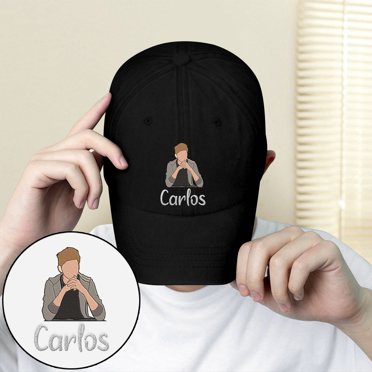 Individuelles 2D-Foto – Personalisierte, bestickte klassische Onkel-Kappe