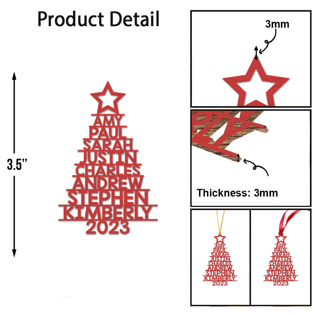 Custom Name Christmas Tree - Personalized Family Ornament
