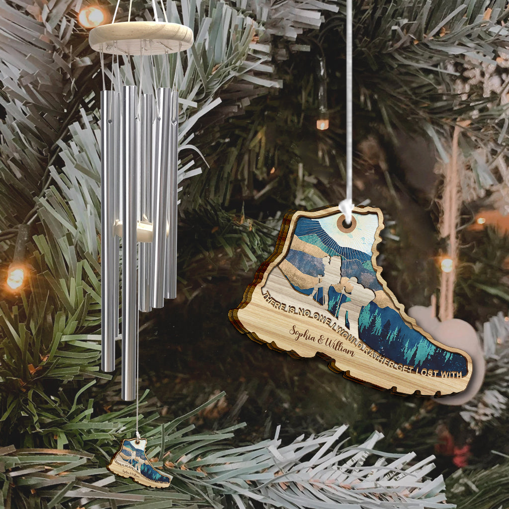 Es gibt niemanden, mit dem ich mich lieber verirren würde – Wandergeschenk für Ehefrau, Ehemann, Freund, Freundin – Personalisiertes Windspiel