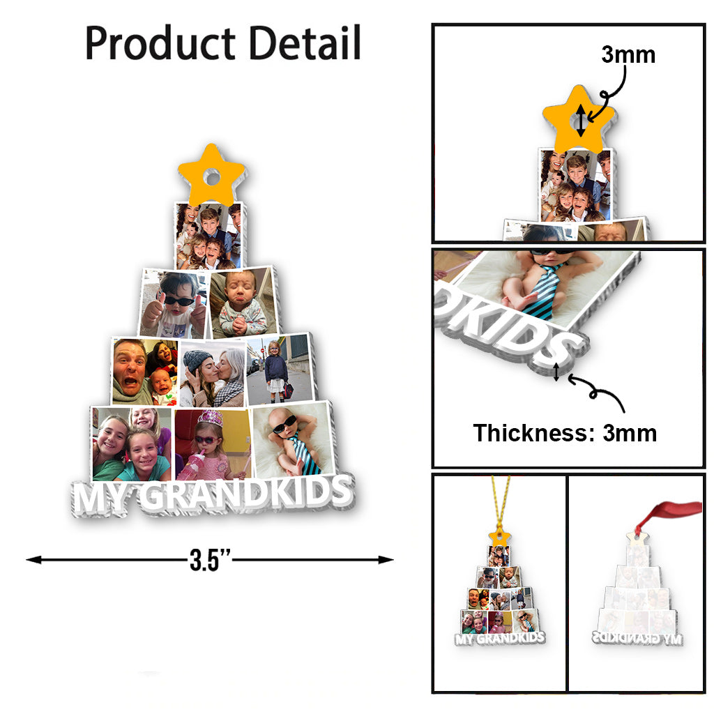 Photo Grandkids Christmas Tree - Gift for grandma - Personalized Transparent Ornament