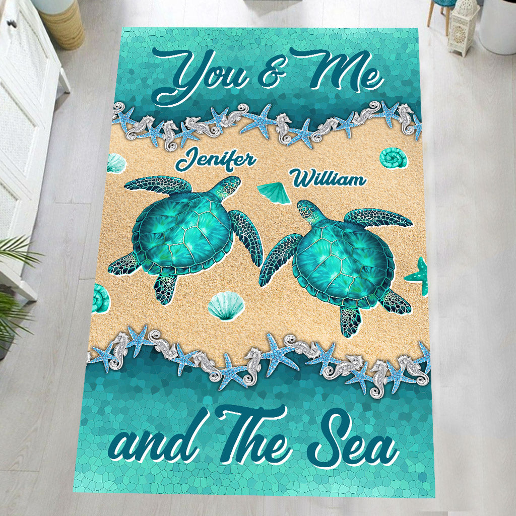 Salty Lil' Beach - Personalized Turtle Rug