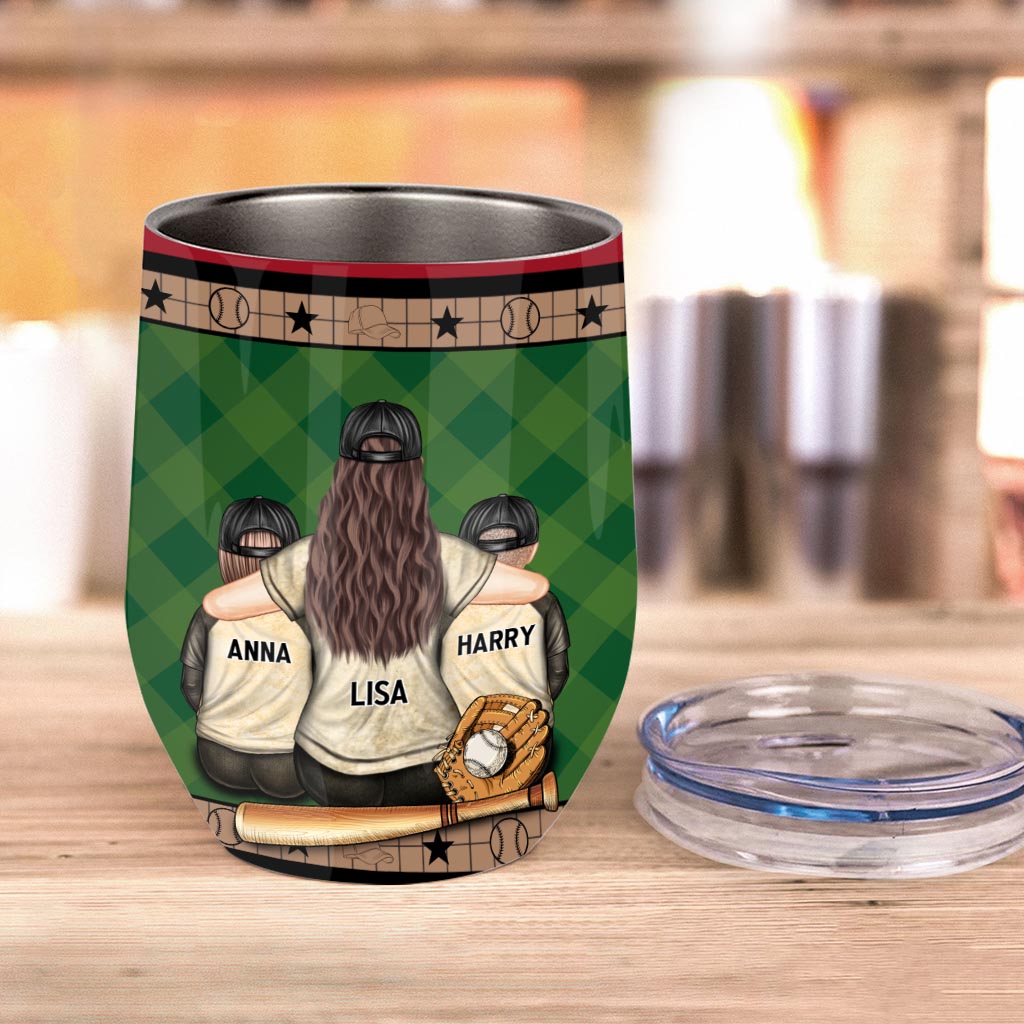 Mein Herz schlägt für dieses Spielfeld – personalisierter Baseball-Weinbecher