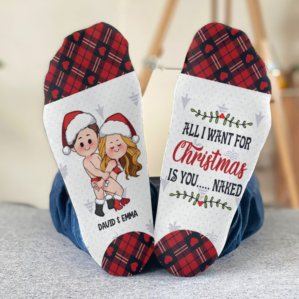 Alles, was ich mir zu Weihnachten wünsche, bist du – Geschenk für Ehemann, Ehefrau, Freund, Freundin – Personalisierte Socken