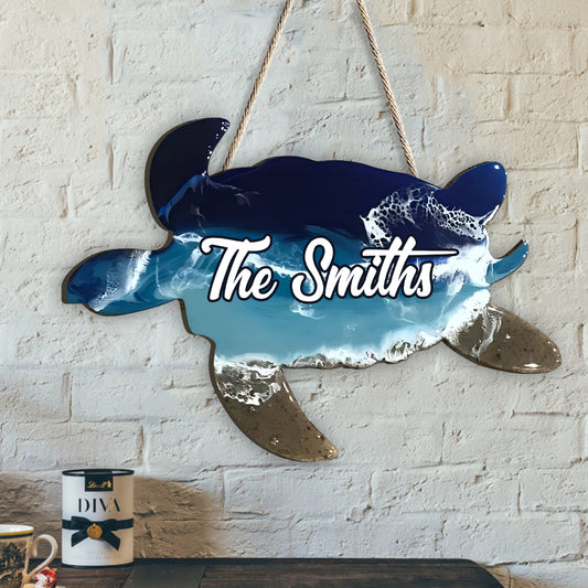 Liebe Schildkröte – Personalisiertes, individuell geformtes Holzschild in Schildkrötenform