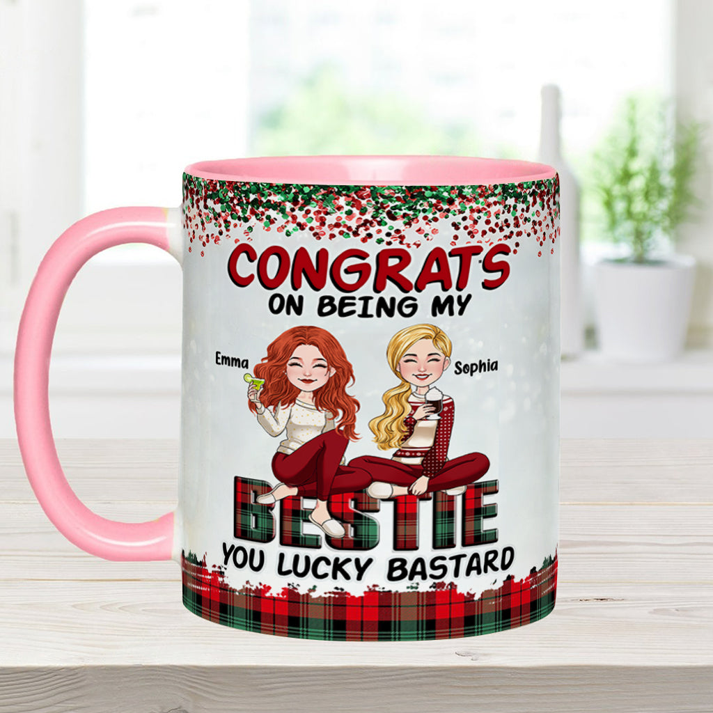 Lucky Bastard Besties - Personalized Bestie Accent Mug