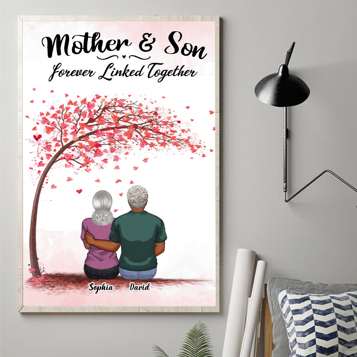 Für immer verbunden – Geschenk für Mama, Tochter, Sohn – Personalisierte Leinwand und Poster