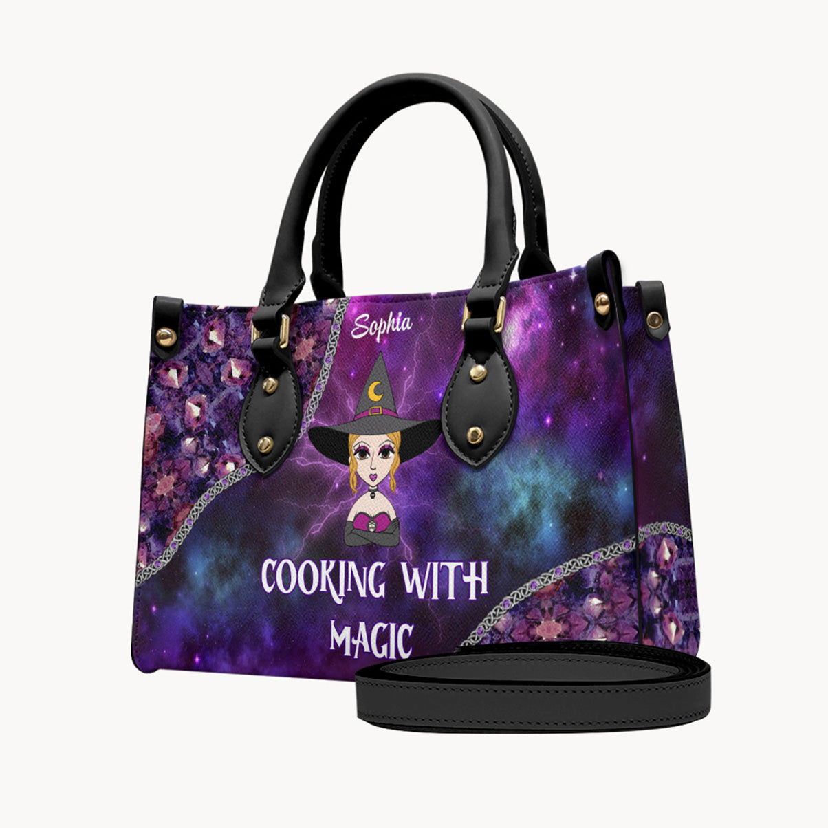 Kochen mit Magie – Personalisierte Hexen-Lederhandtasche