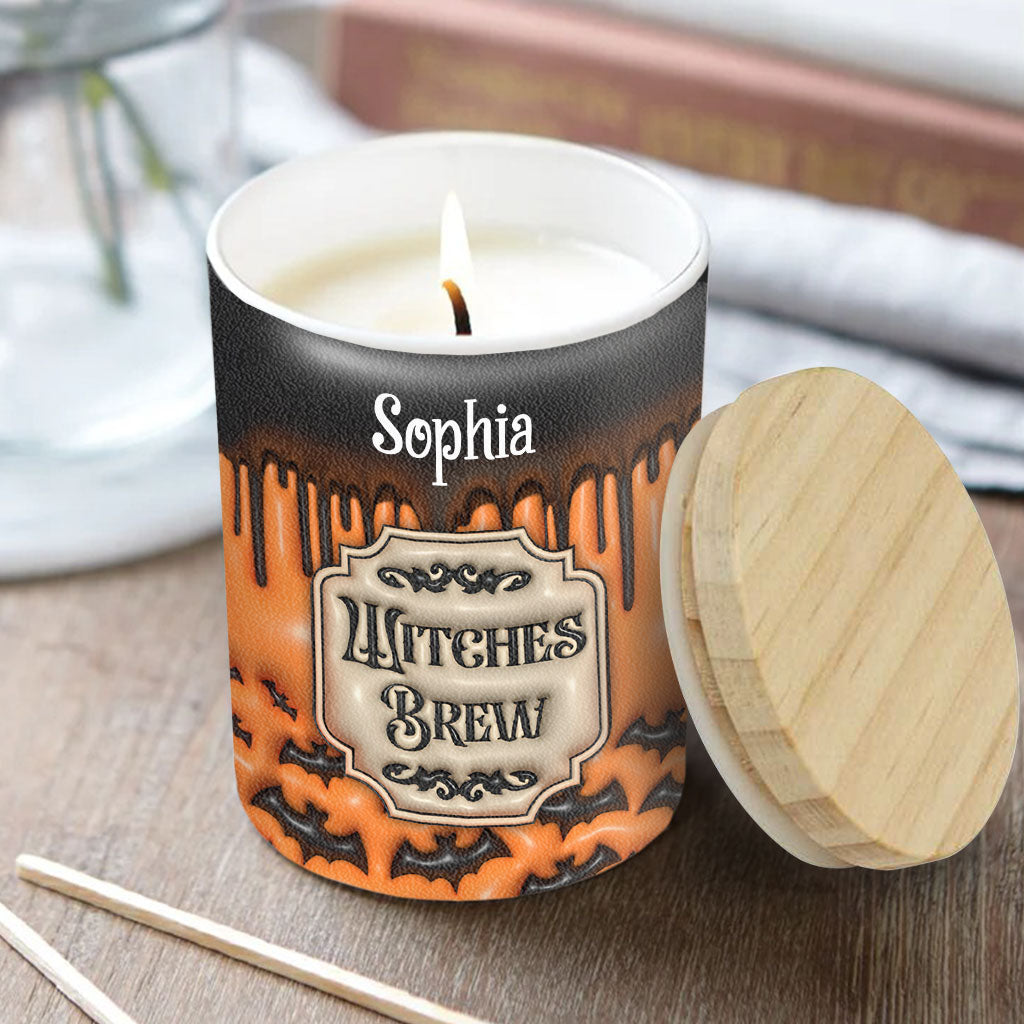 Witches Brew - Personalized Witch Candle With Wooden Lid