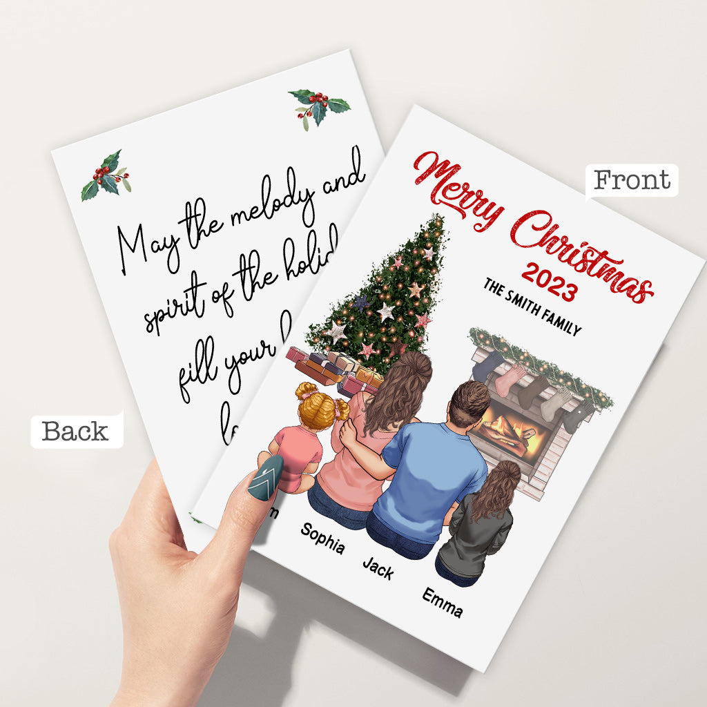 Fröhliche Weihnachten, Lebkuchenfamilie – Personalisierte Familiengrußkarte