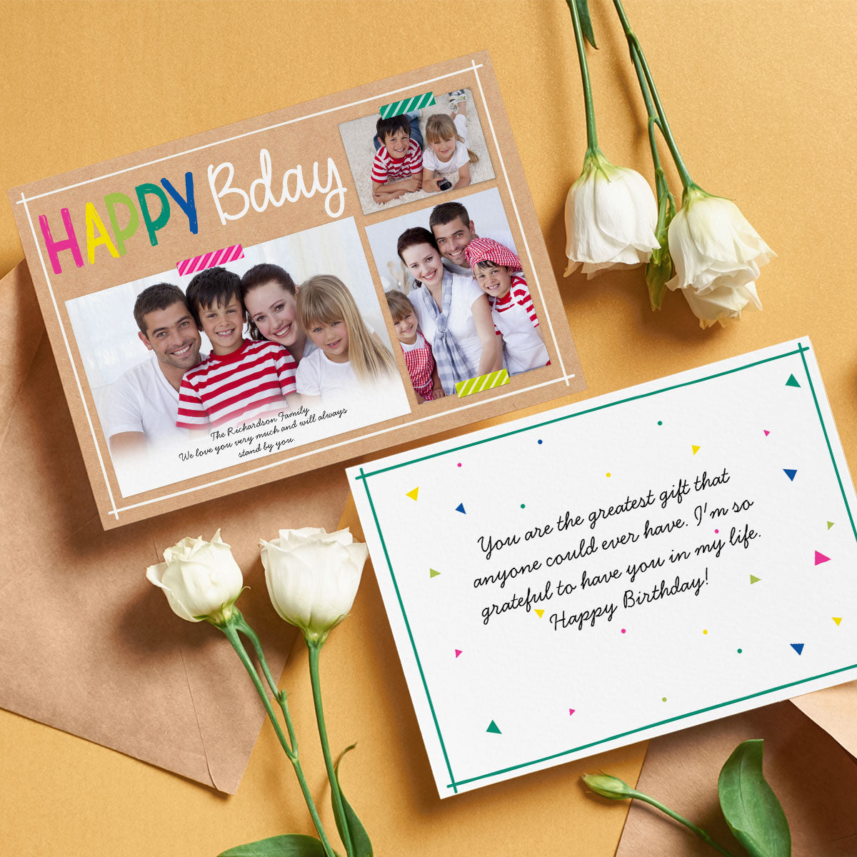 Danke / Alles Gute zum Geburtstag / Ich liebe dich - Personalisierte Grußkarte