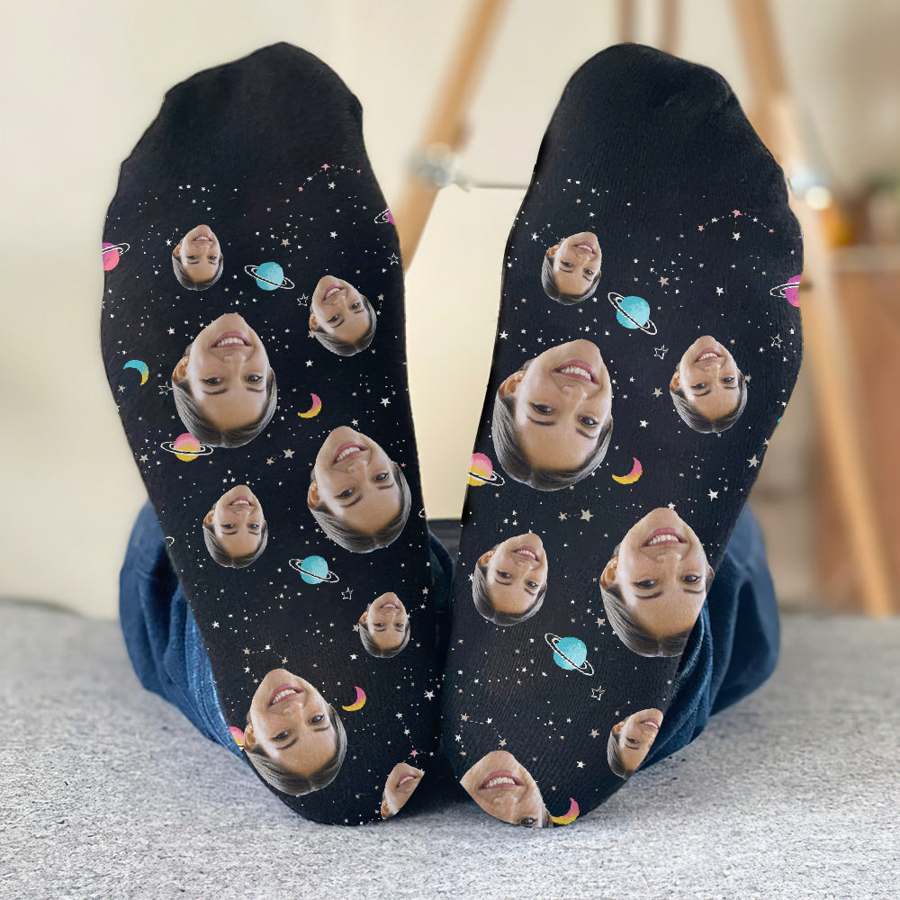 Personalisierte Socken mit Galaxy-Gesichtsmotiven – Tantensocken