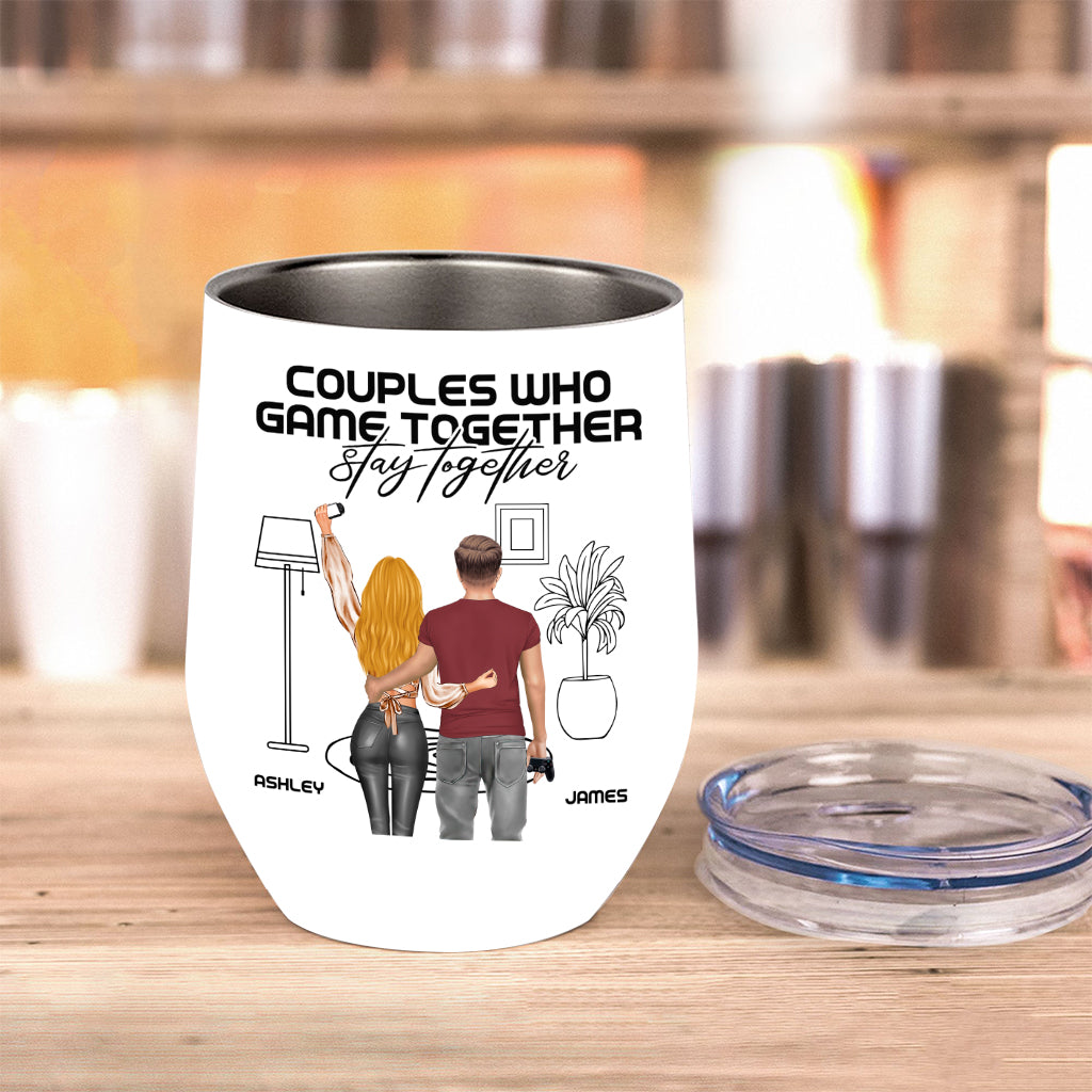 Couples Who Game Together Stay Together - Personalized Video Game Wine Tumbler