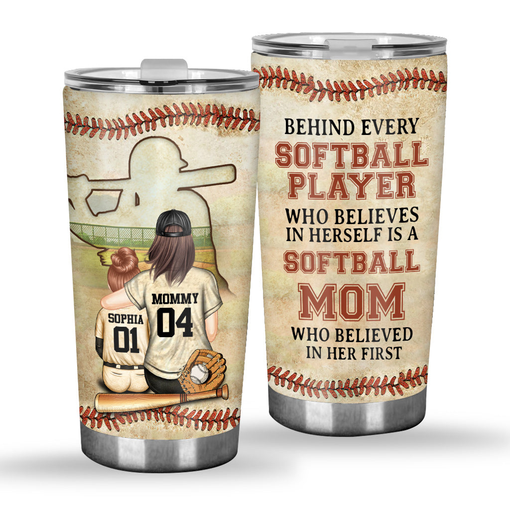 Softball Mom Believe - Personalized Softball Tumbler