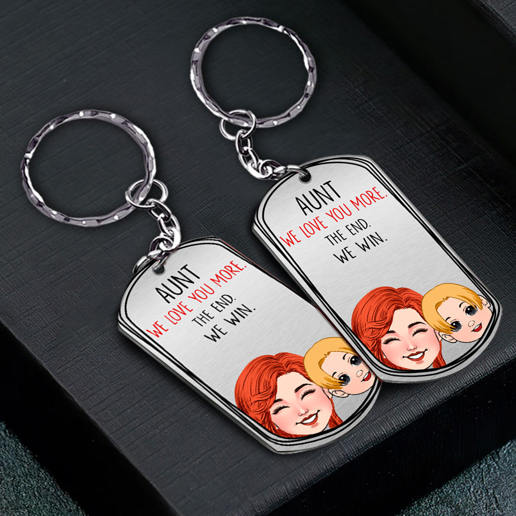 Dad I Love You More - Gift for dad, grandma, grandpa, mom, uncle, aunt - Personalized Stainless Steel Keychain