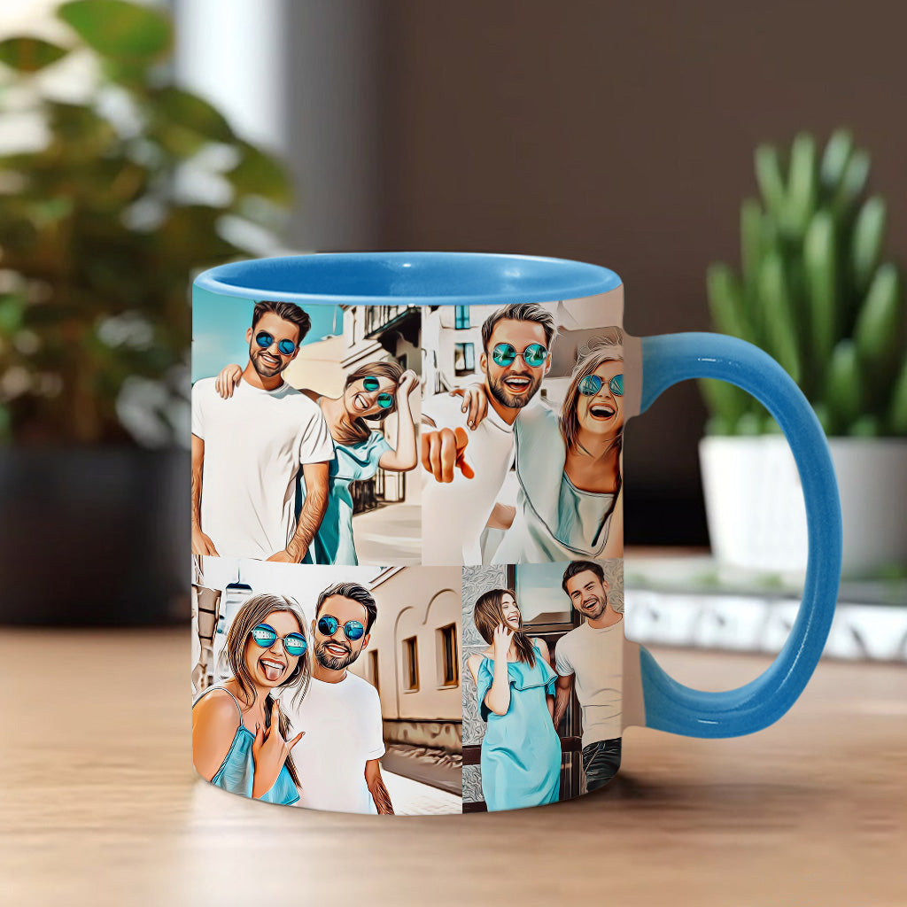 Cartoon-Fotocollage – Geschenk für Freund, Freundin, Ehefrau, Ehemann – Personalisierte Tasse