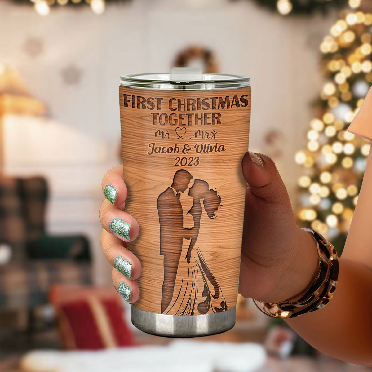 Erstes gemeinsames Weihnachtsfest als Ehepaar – personalisierter Becher für Ehepaare