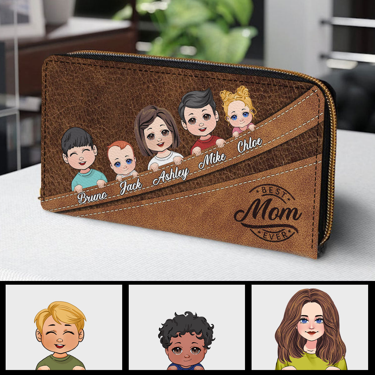 Best Mom/ Grandma/ ... Ever - Personalized Mother Leather Long Wallet
