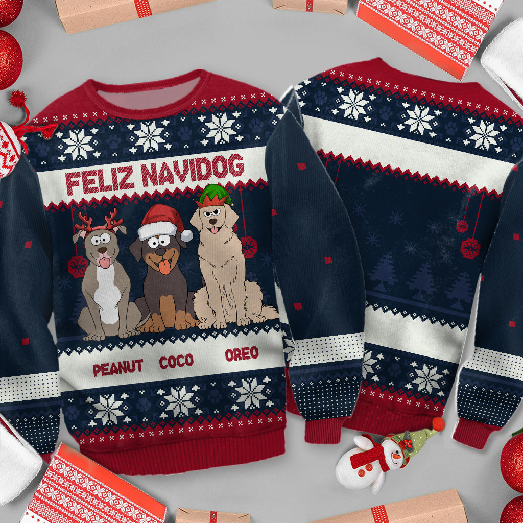 Fröhliche Wuff-Weihnachten – Personalisierter Hundepullover