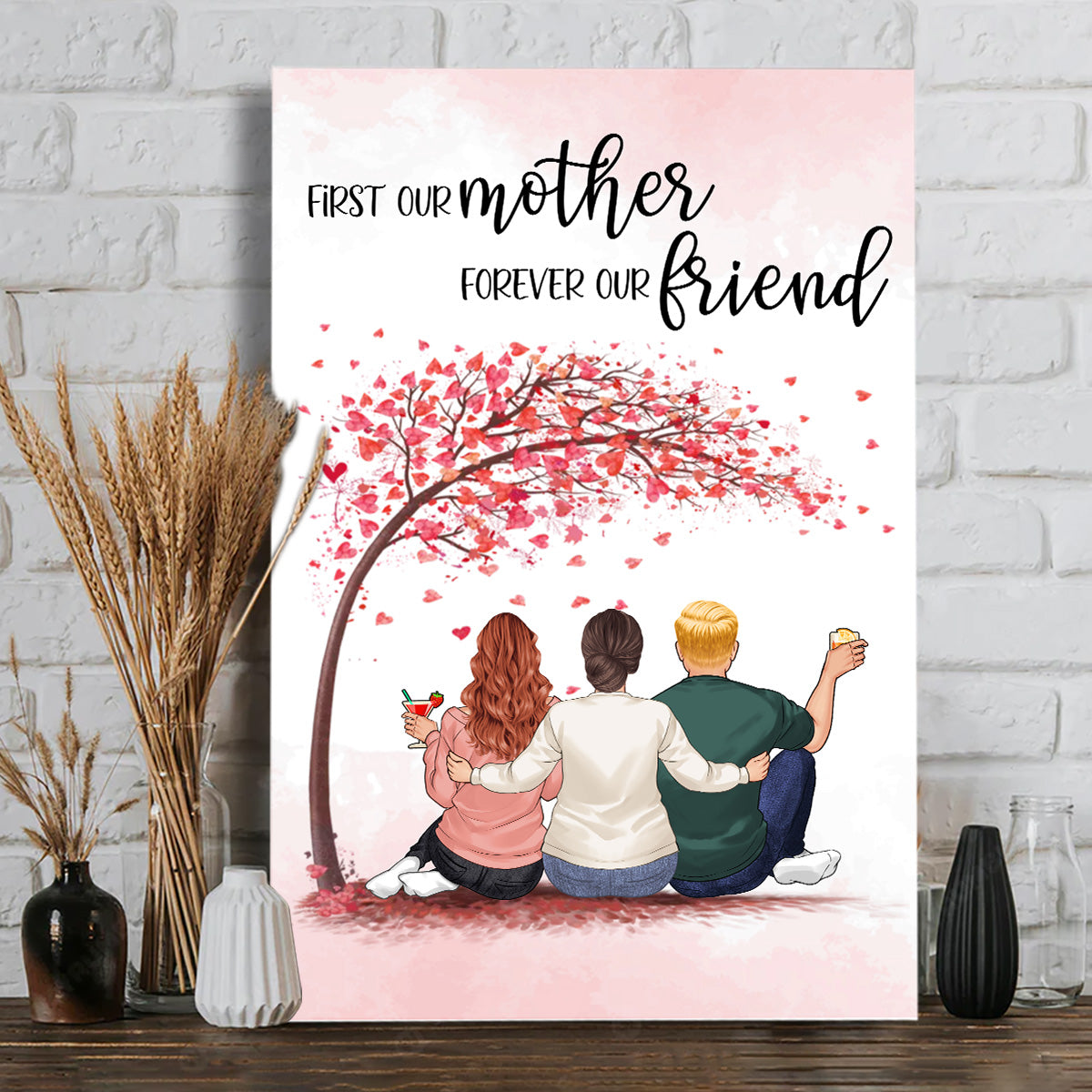 Für immer verbunden – Geschenk für Mama, Tochter, Sohn – Personalisierte Leinwand und Poster