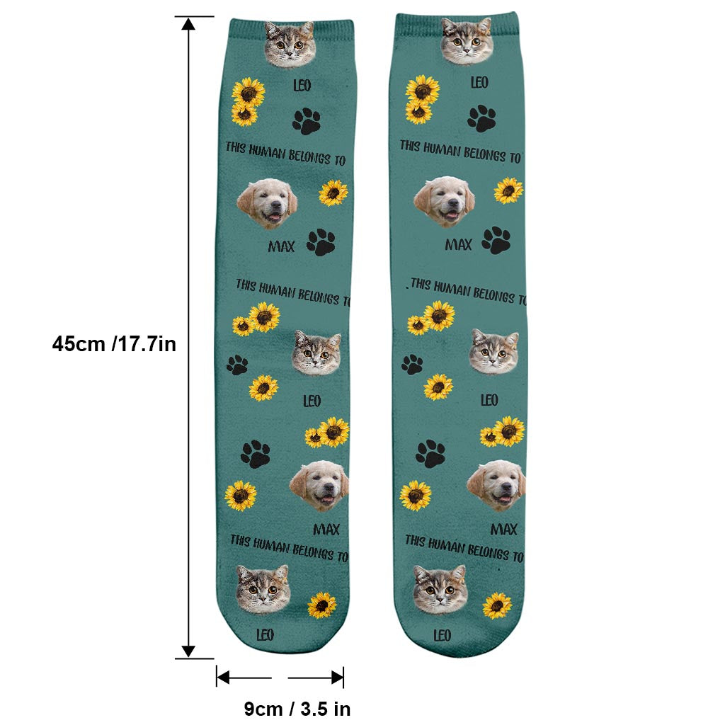 Dieser Mensch gehört zu – Hundegeschenk für Katzenliebhaber – Personalisierte Socken