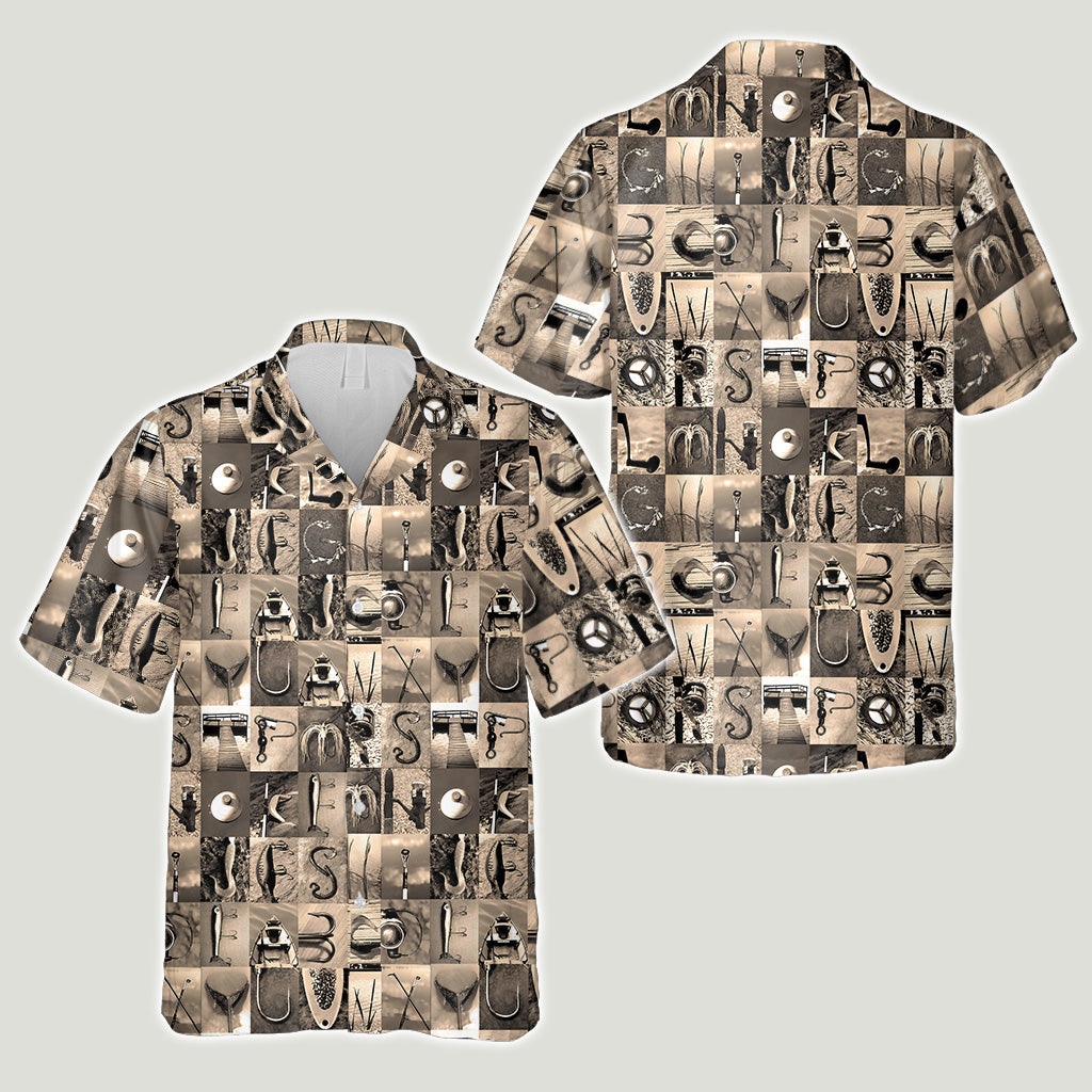 Vintage Fishing Alphabet - Personalized Fishing Hawaiian Shirt
