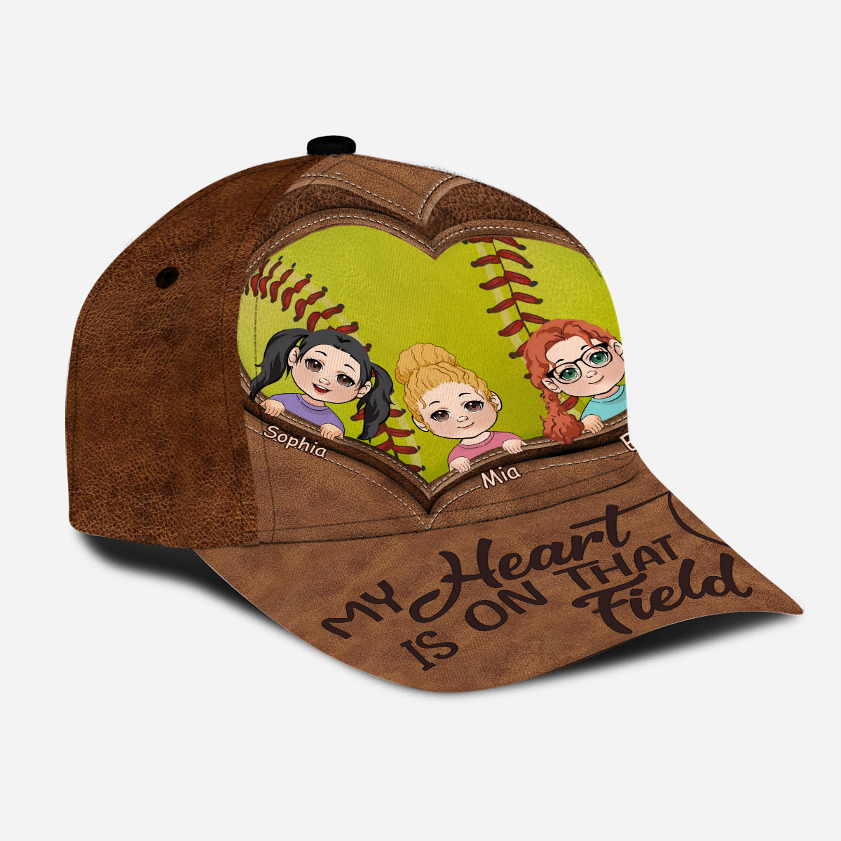 Mein Herz schlägt für dieses Spielfeld – Personalisierte Softball-Klassiker-Kappe