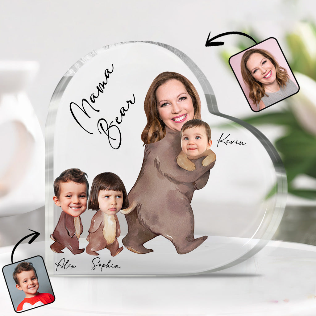 Mama Bear Watercolor Photo Custom - Personalized Mother Custom Shaped Acrylic Plaque