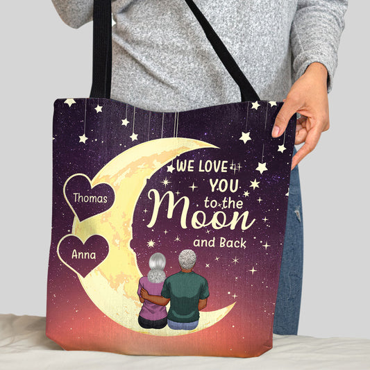 Bis zum Mond und zurück – Geschenk für Oma, Mutter, Tochter, Enkelin – Personalisierte Tragetasche