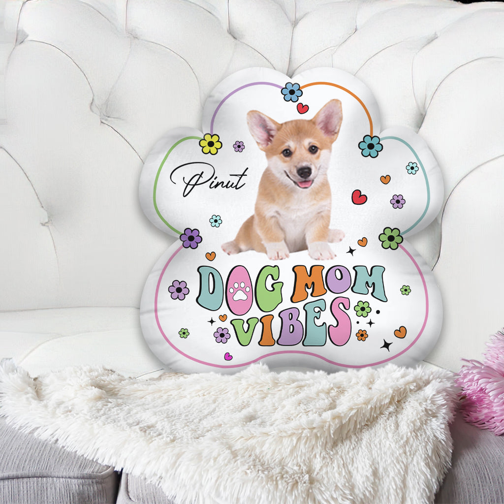 Dog Mom Vibes - Personalized Dog Shaped Pillow