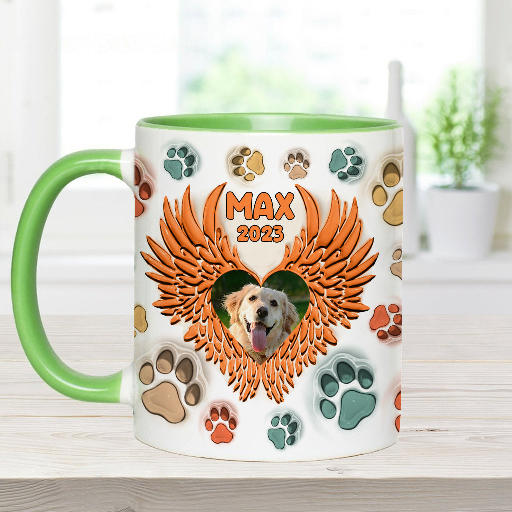 You Left Paw Prints On Our Hearts Angel Wings - Gift for dog lovers, who lost dog, who lost cat - Personalized Accent Mug