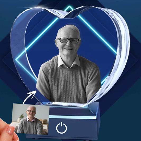 Foto nach Wunsch – Personalisierte Gedenk-Lasergravur, 3D-Herz-Kristalllampe