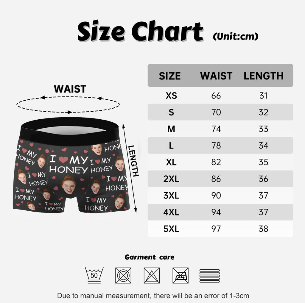Ich liebe meine Frau/Freundin/Schatz – Personalisierte Boxershorts für Männer mit dem Aufdruck „Ehemann und Ehefrau“