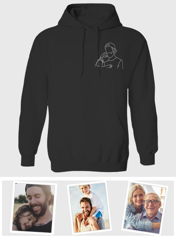 Individuelle Linienzeichnung – Personalisierter Onkel-Hoodie mit Stickerei